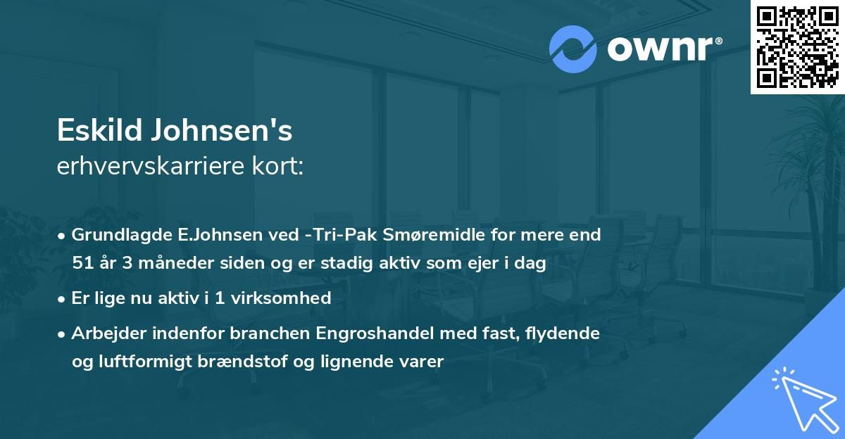 Eskild Johnsen's erhvervskarriere kort