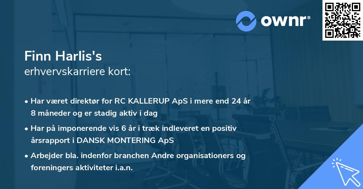 Finn Harlis's erhvervskarriere kort