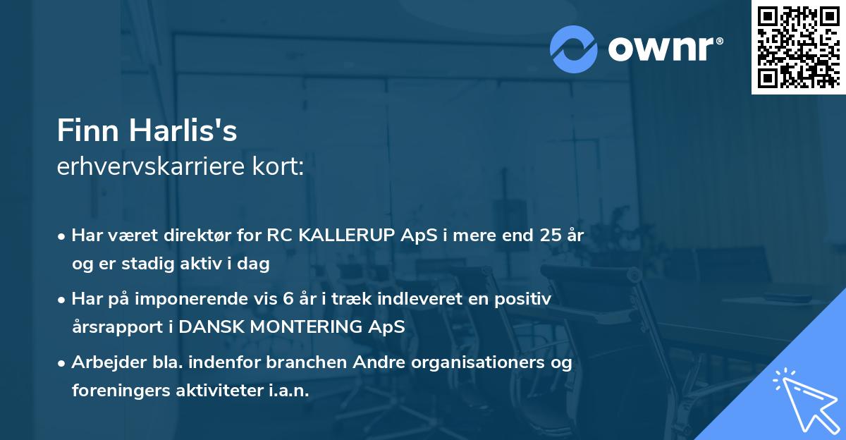 Finn Harlis's erhvervskarriere kort