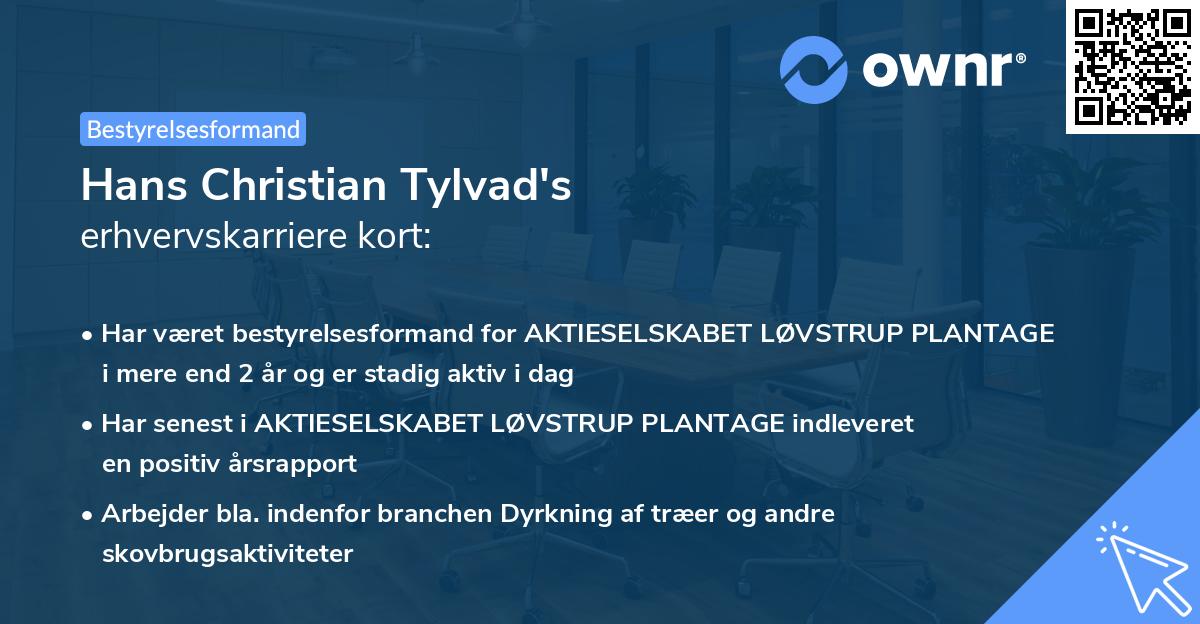 Hans Christian Tylvad's erhvervskarriere kort