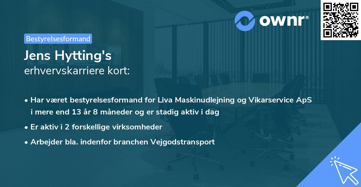 Jens Hytting's erhvervskarriere kort
