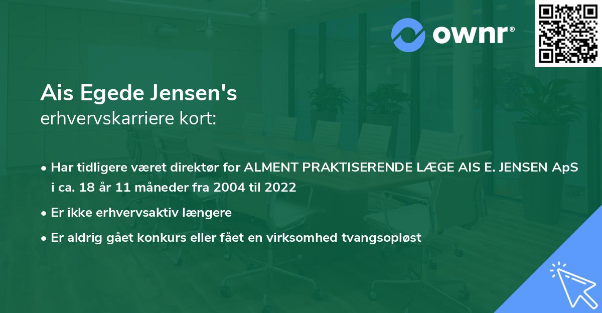Ais Egede Jensen's erhvervskarriere kort