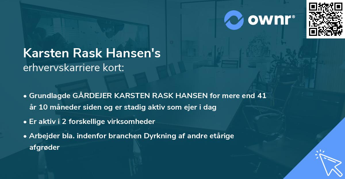 Karsten Rask Hansen's erhvervskarriere kort