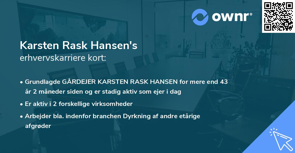 Karsten Rask Hansen's erhvervskarriere kort