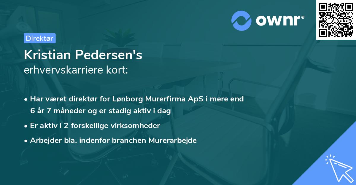 Kristian Pedersen's erhvervskarriere kort