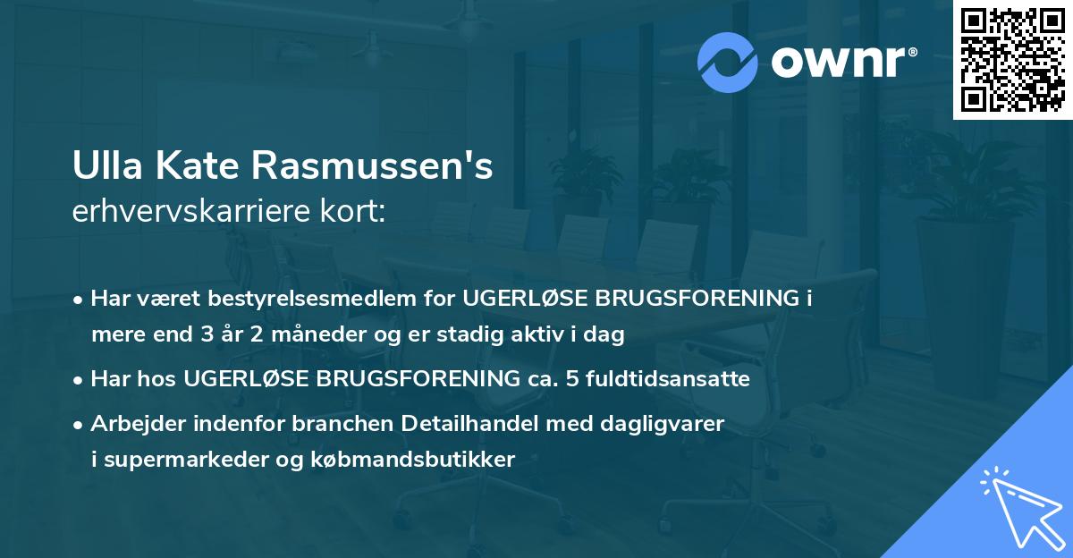 Ulla Kate Rasmussen's erhvervskarriere kort