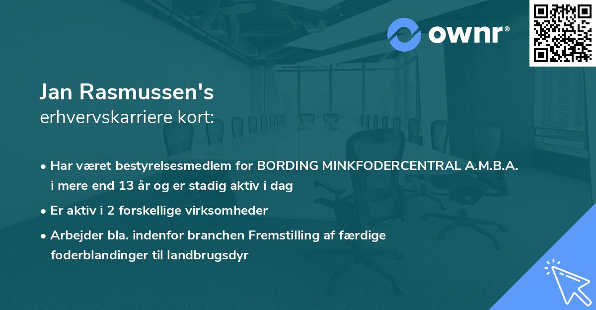 Jan Rasmussen's erhvervskarriere kort