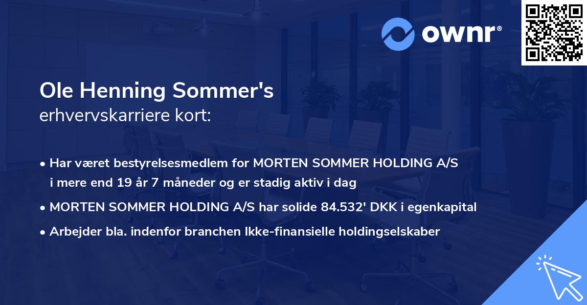 Ole Henning Sommer's erhvervskarriere kort