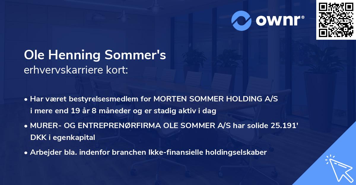 Ole Henning Sommer's erhvervskarriere kort