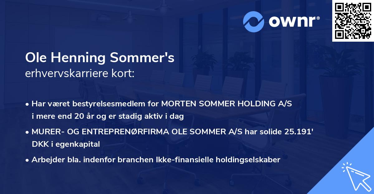 Ole Henning Sommer's erhvervskarriere kort
