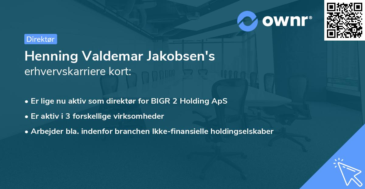 Henning Valdemar Jakobsen's erhvervskarriere kort