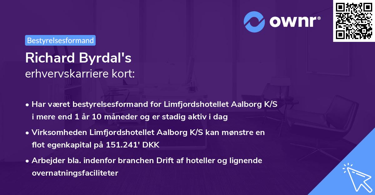 Richard Byrdal's erhvervskarriere kort