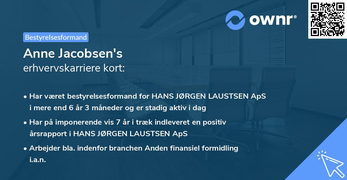 Anne Jacobsen's erhvervskarriere kort