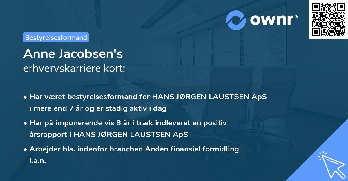 Anne Jacobsen's erhvervskarriere kort
