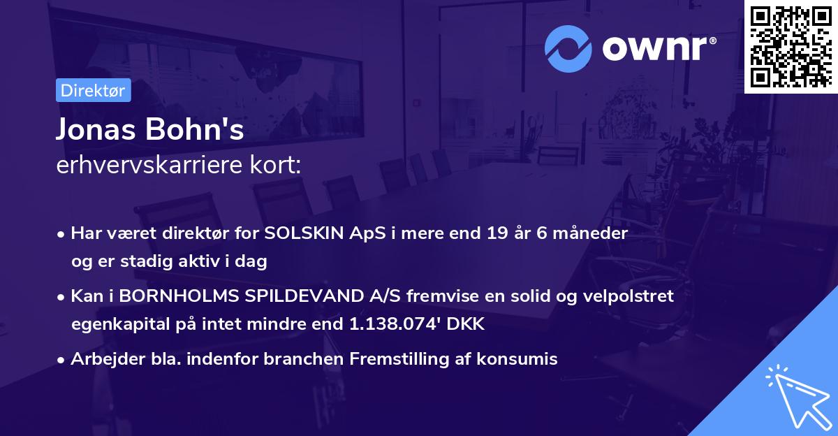 Jonas Bohn's erhvervskarriere kort