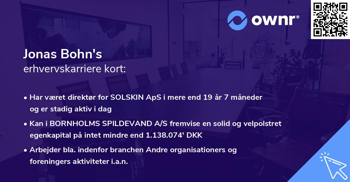 Jonas Bohn's erhvervskarriere kort