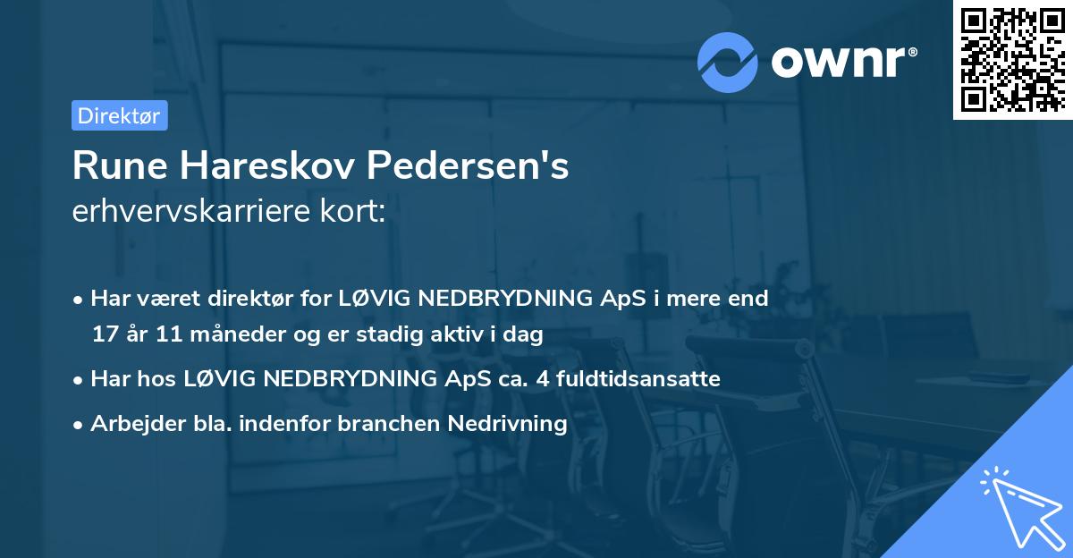 Rune Hareskov Pedersen's erhvervskarriere kort