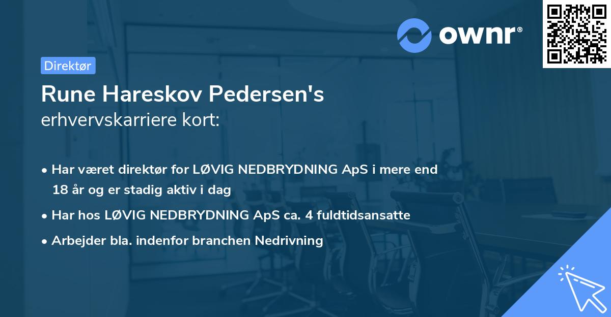 Rune Hareskov Pedersen's erhvervskarriere kort