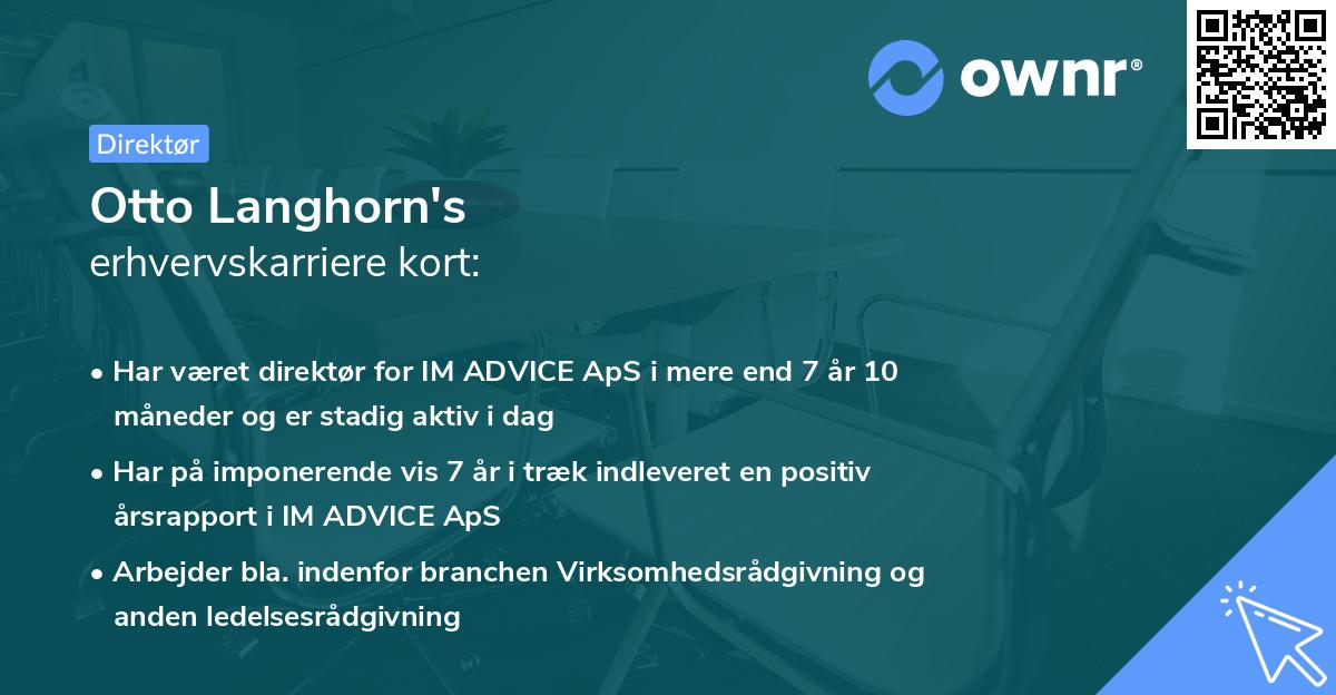 Otto Langhorn's erhvervskarriere kort