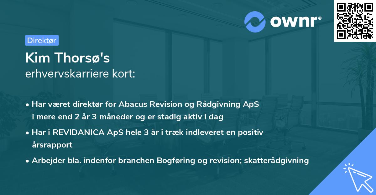Kim Thorsø's erhvervskarriere kort