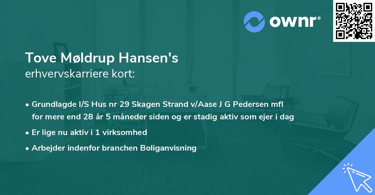Tove Møldrup Hansen's erhvervskarriere kort