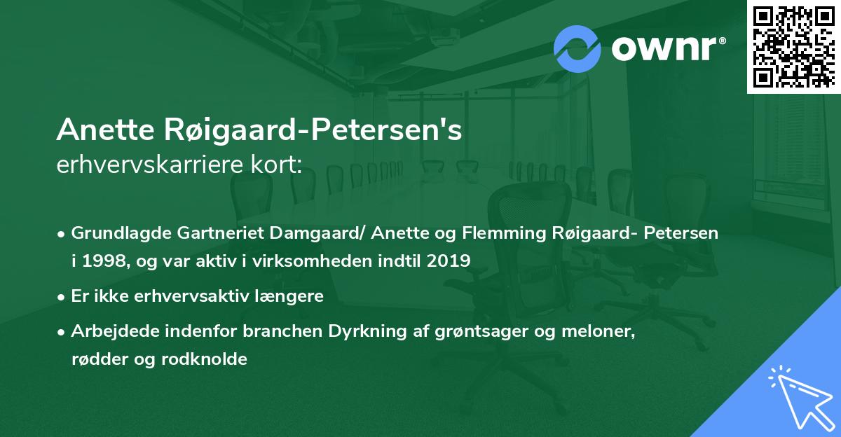Anette Røigaard-Petersen's erhvervskarriere kort