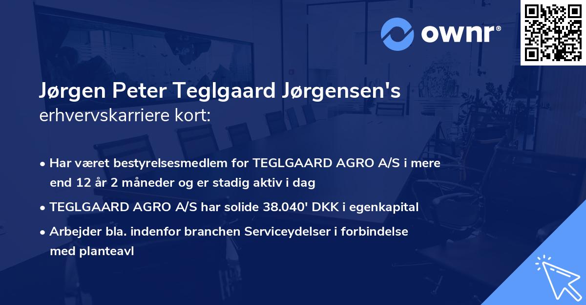 Jørgen Peter Teglgaard Jørgensen's erhvervskarriere kort