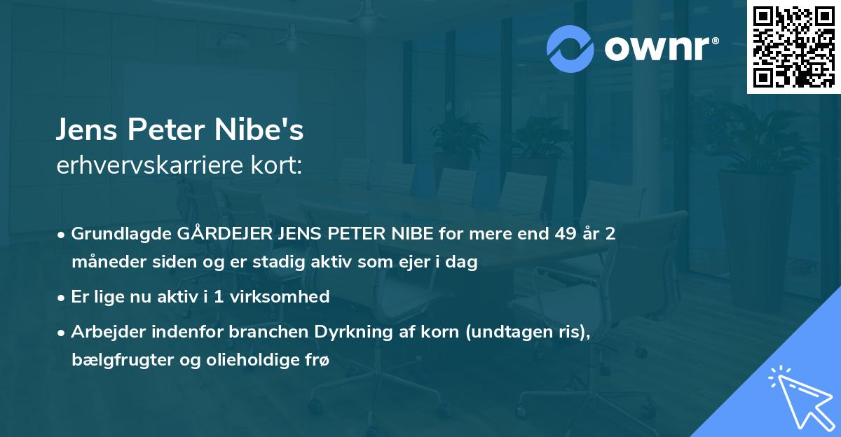 Jens Peter Nibe's erhvervskarriere kort