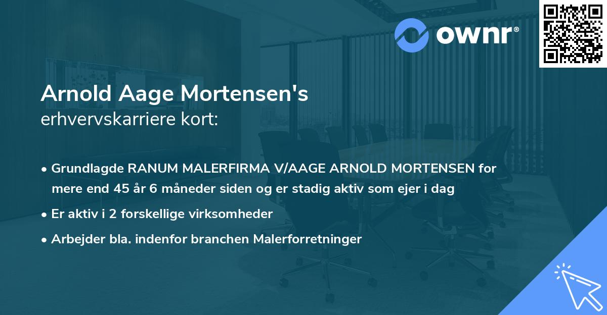 Arnold Aage Mortensen's erhvervskarriere kort