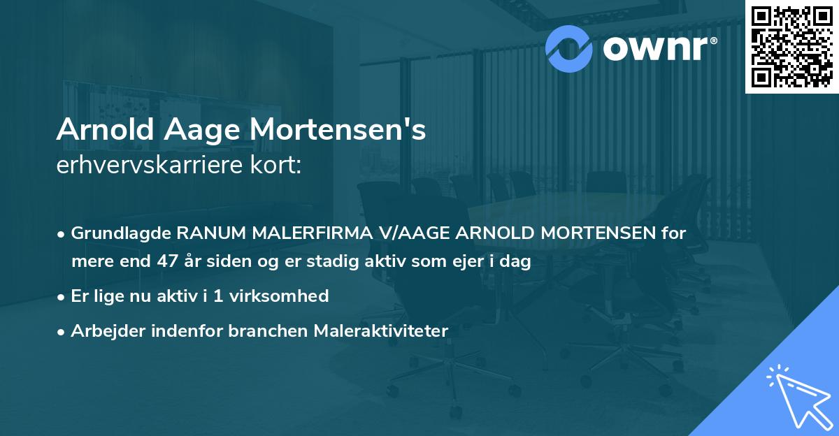Arnold Aage Mortensen's erhvervskarriere kort