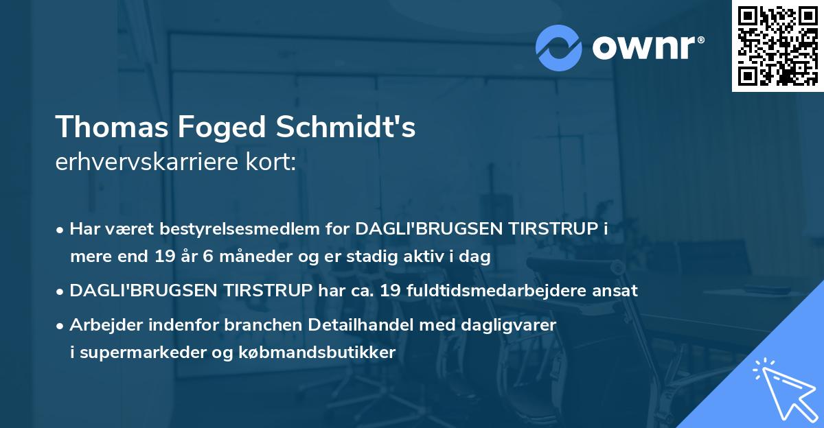 Thomas Foged Schmidt's erhvervskarriere kort