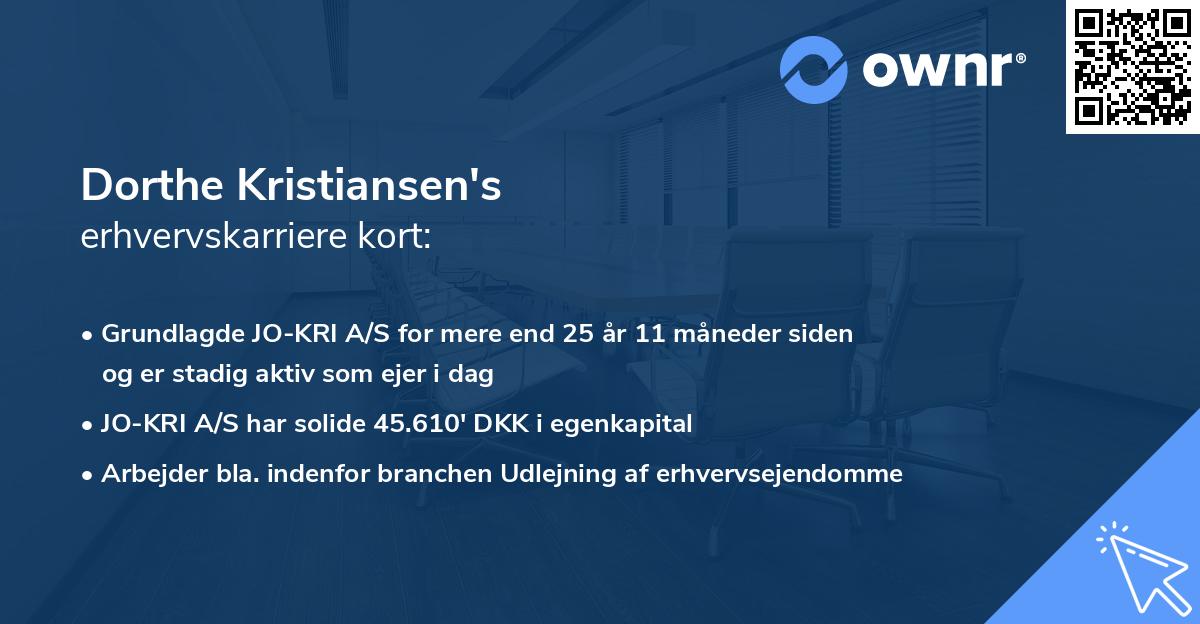 Dorthe Kristiansen's erhvervskarriere kort