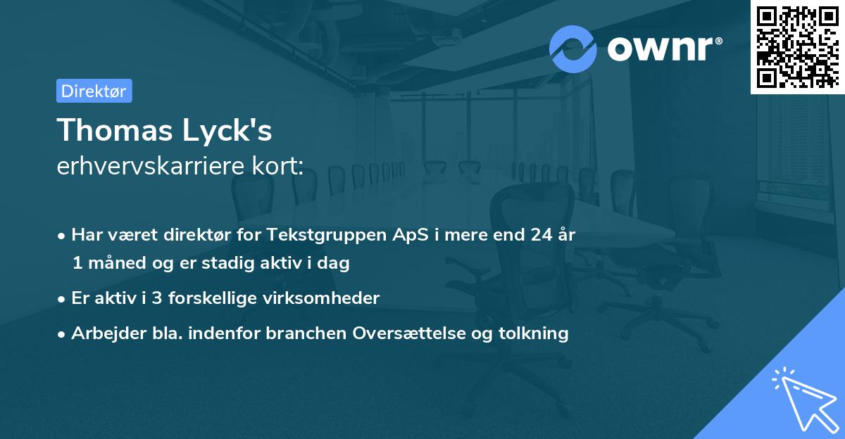Thomas Lyck's erhvervskarriere kort