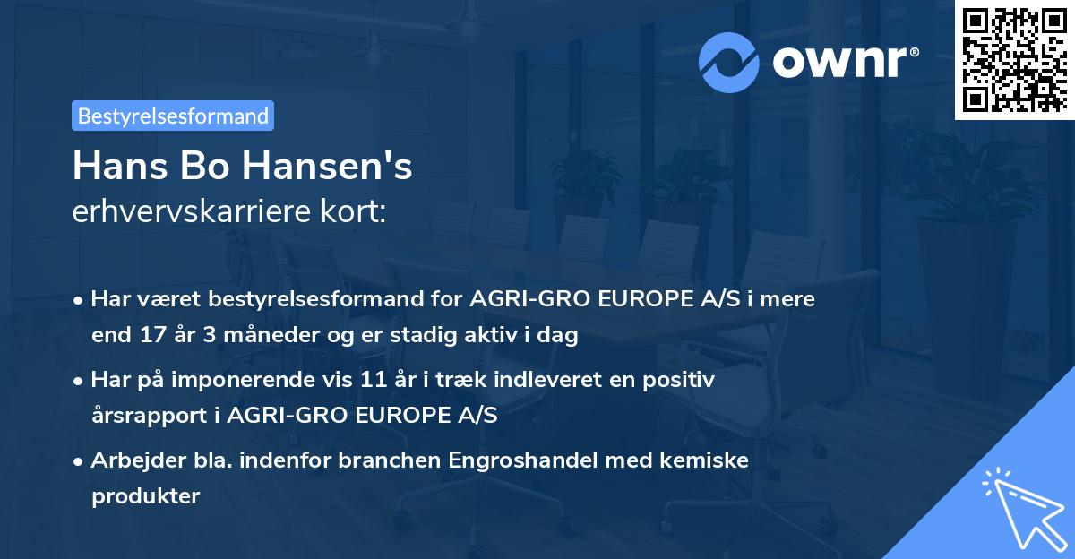 Hans Bo Hansen's erhvervskarriere kort