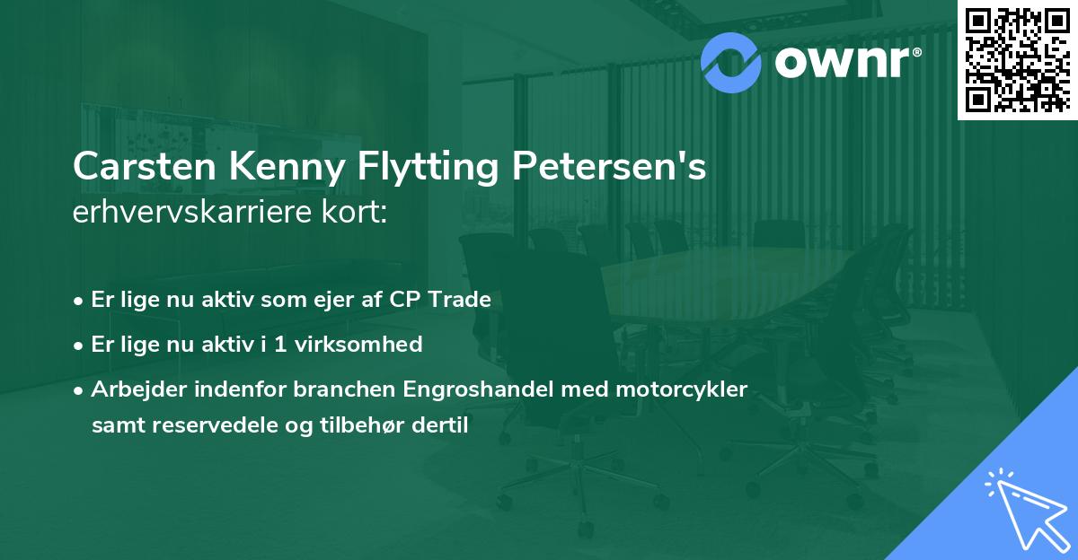 Carsten Kenny Flytting Petersen's erhvervskarriere kort