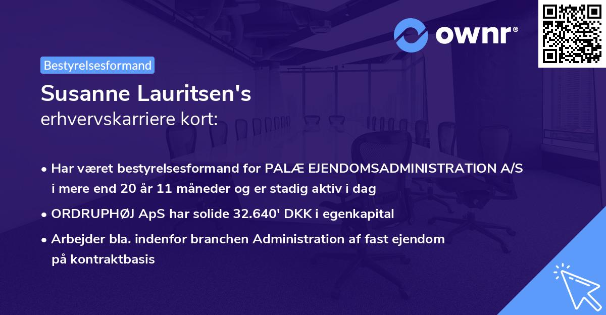 Susanne Lauritsen's erhvervskarriere kort
