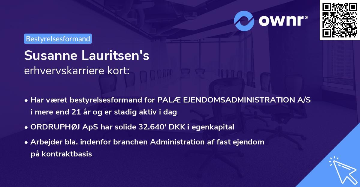 Susanne Lauritsen's erhvervskarriere kort