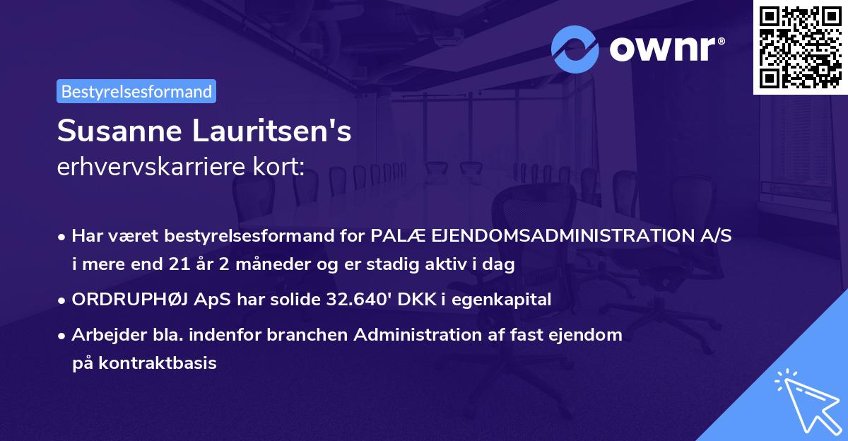 Susanne Lauritsen's erhvervskarriere kort