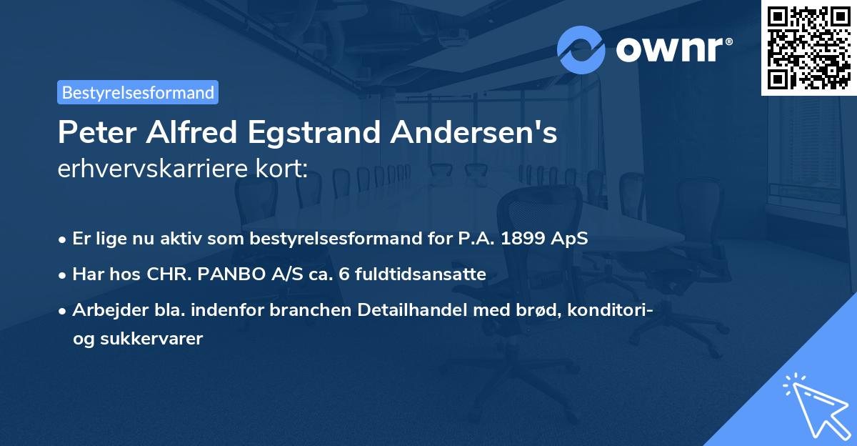 Peter Alfred Egstrand Andersen's erhvervskarriere kort