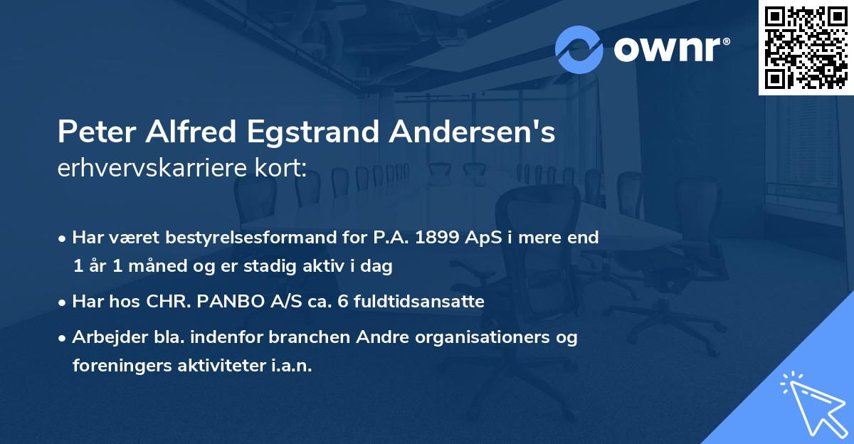 Peter Alfred Egstrand Andersen's erhvervskarriere kort