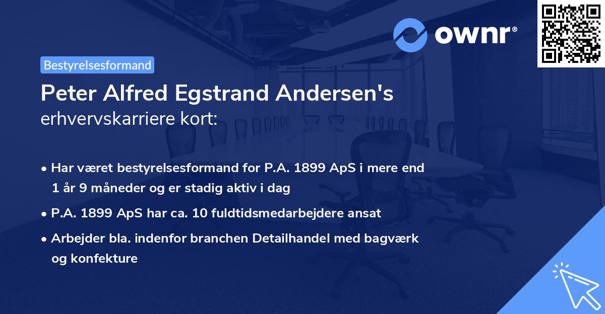 Peter Alfred Egstrand Andersen's erhvervskarriere kort