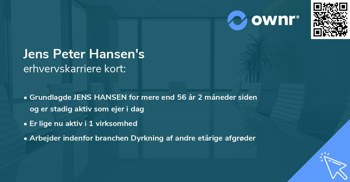 Jens Peter Hansen's erhvervskarriere kort
