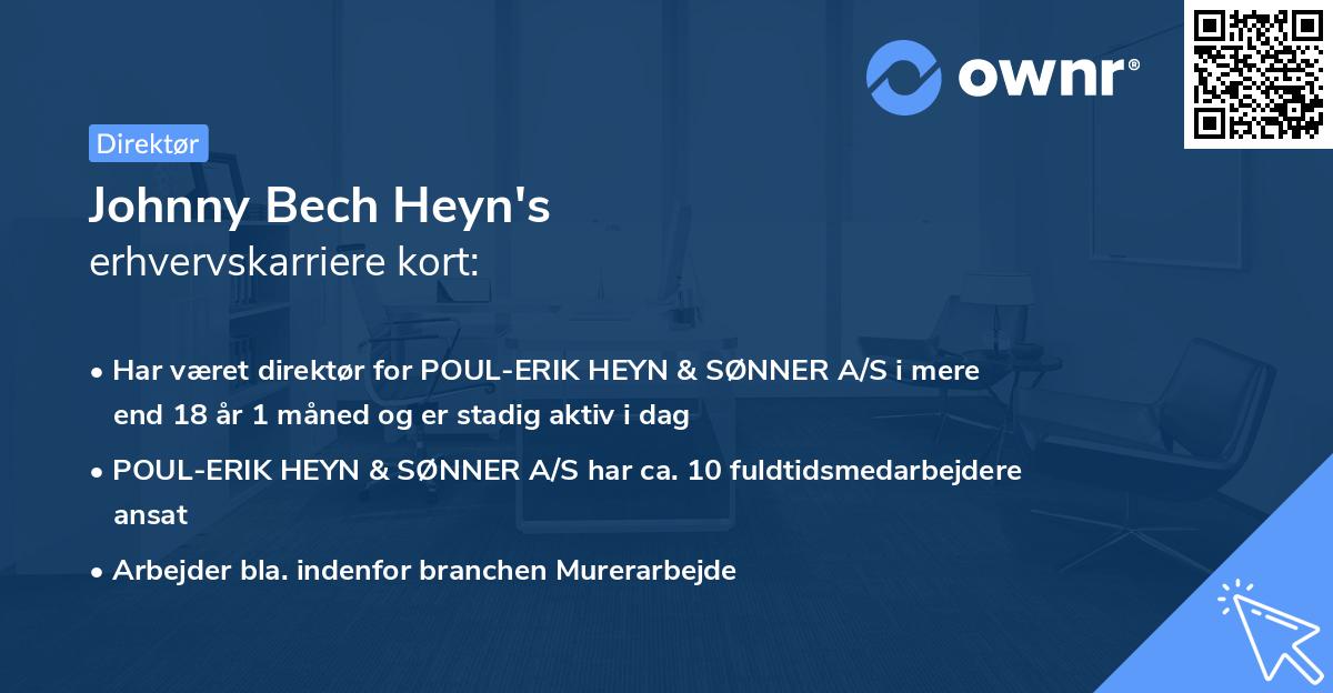 Johnny Bech Heyn's erhvervskarriere kort