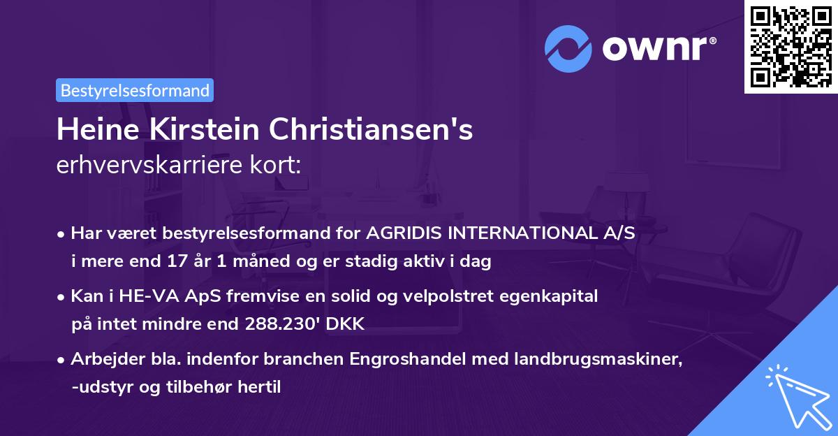 Heine Kirstein Christiansen's erhvervskarriere kort