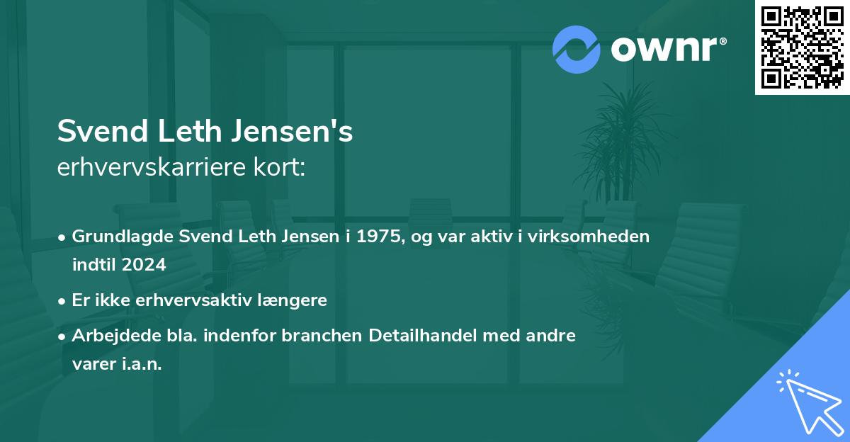 Svend Leth Jensen's erhvervskarriere kort