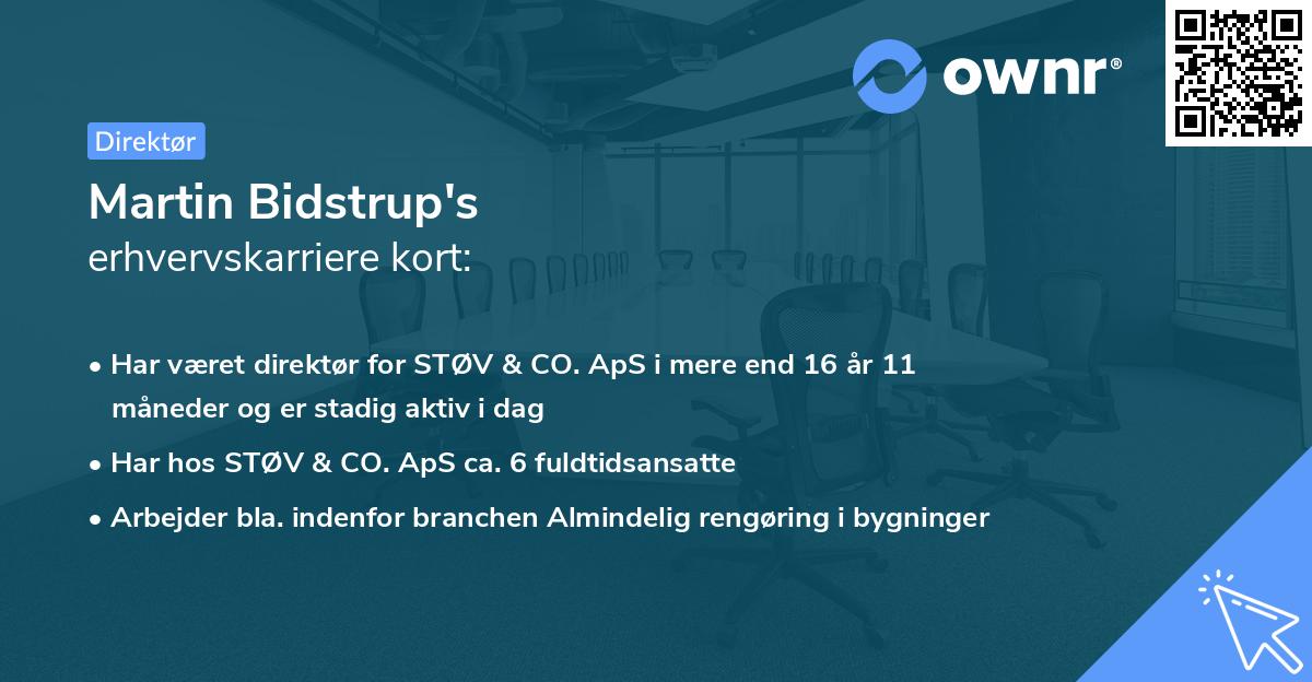 Martin Bidstrup's erhvervskarriere kort