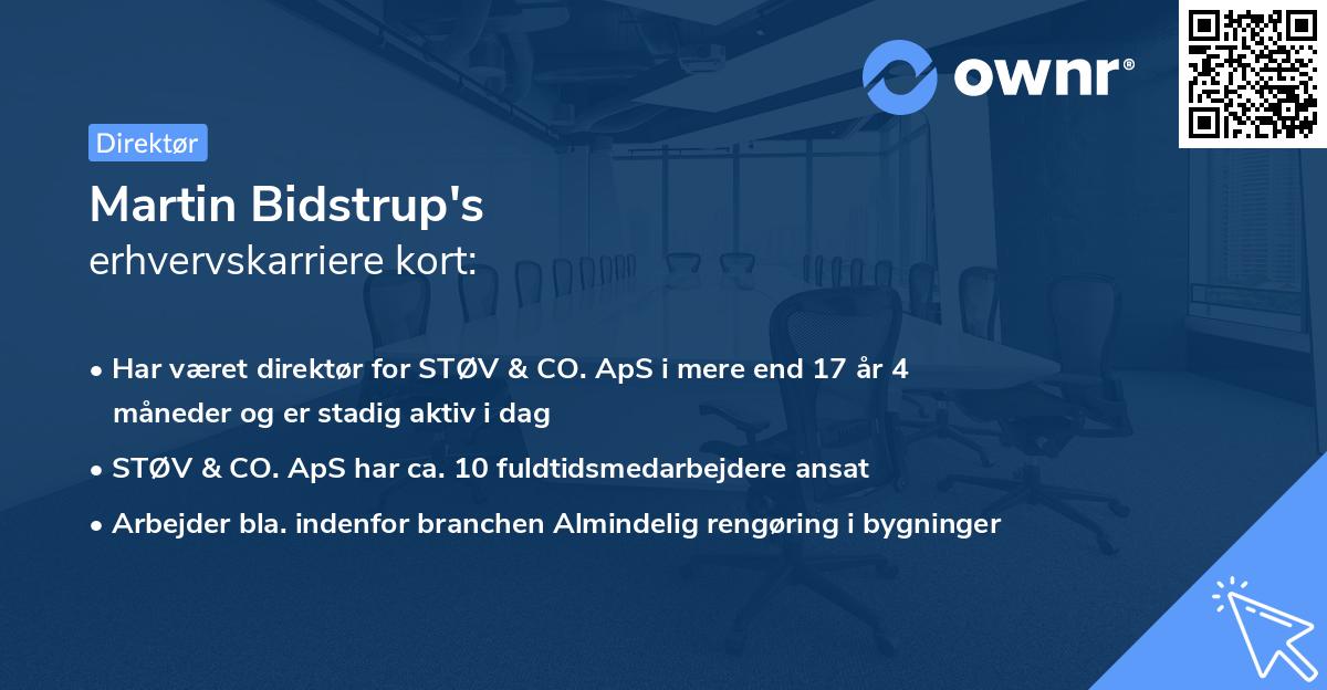 Martin Bidstrup's erhvervskarriere kort
