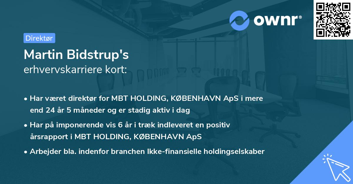 Martin Bidstrup's erhvervskarriere kort