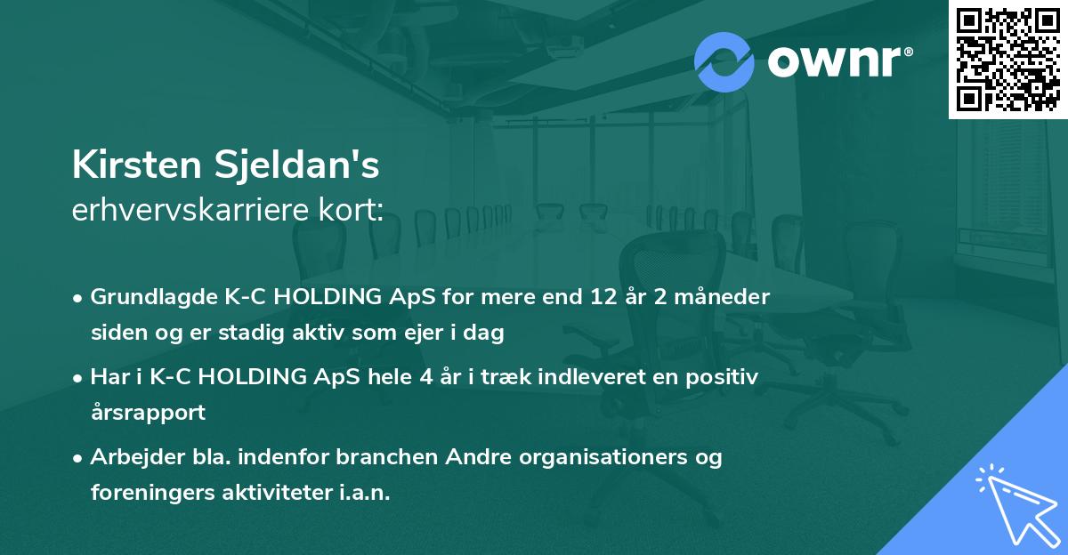 Kirsten Sjeldan's erhvervskarriere kort