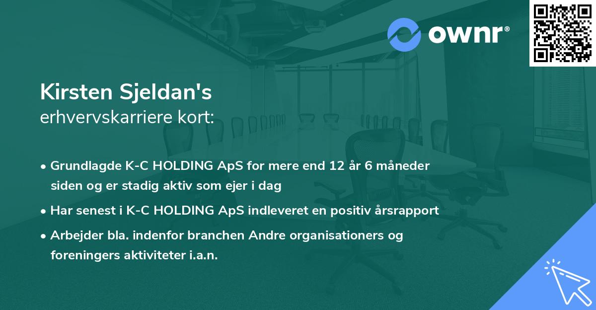 Kirsten Sjeldan's erhvervskarriere kort